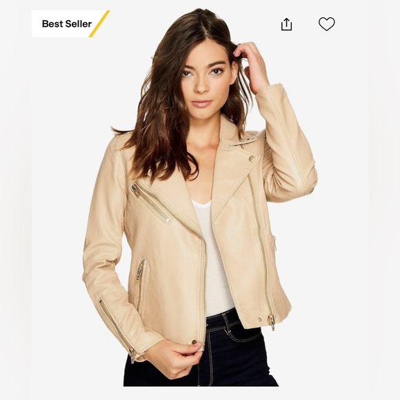 Blank NYC Faux Leather Moto - Tan, Size Medium - Picture 1 of 11